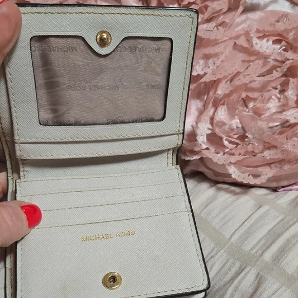 Michael Kors Logo Print Wallet in Cream and Gold - Picture 5 of 9